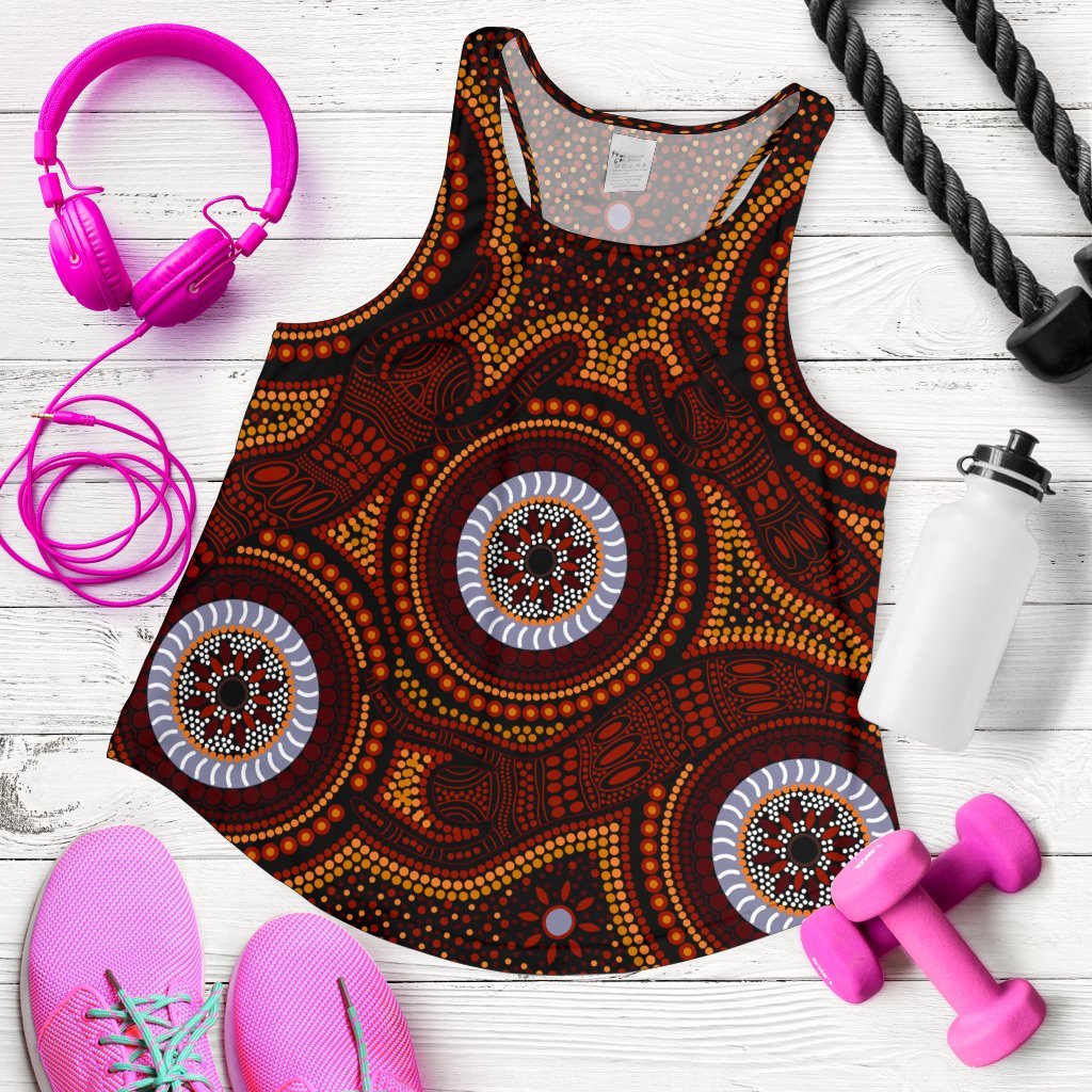 Aboriginal Women's Racerback Tank - Aboriginal Human Dot Painting Art - Vibe Hoodie