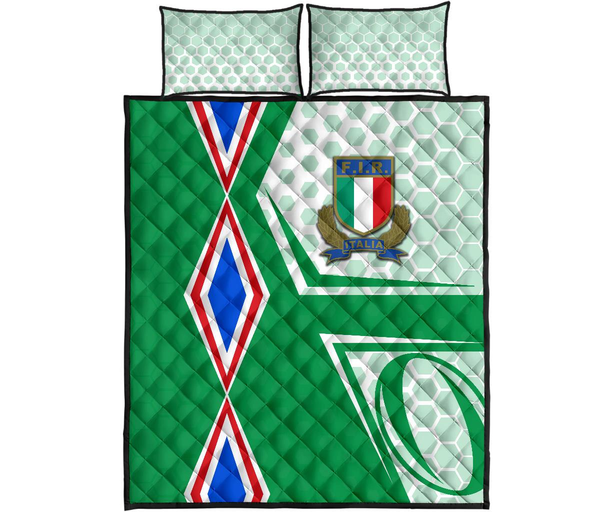 italy-rugby-quilt-bed-set-gli-azzurri-vibes-green