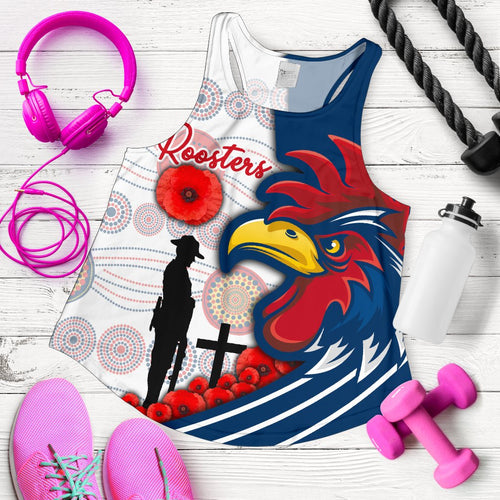 Australia Roosters Women's Racerback Tank Anzac Day - Three Tiles Style - Vibe Hoodie