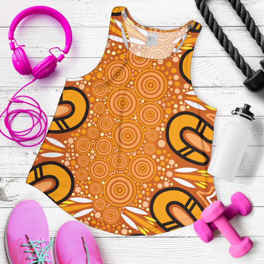 Aboriginal Women's Racerback Tank - Indigenous Art Patterns Ver03 - Vibe Hoodie