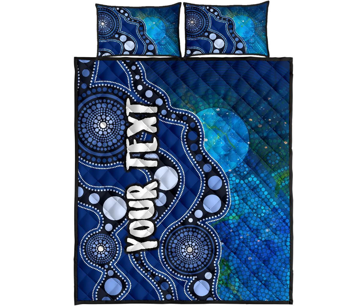 custom-text-aboriginal-quilt-bed-set-australia-indigenous-flag-circle-dot-painting-art-blue