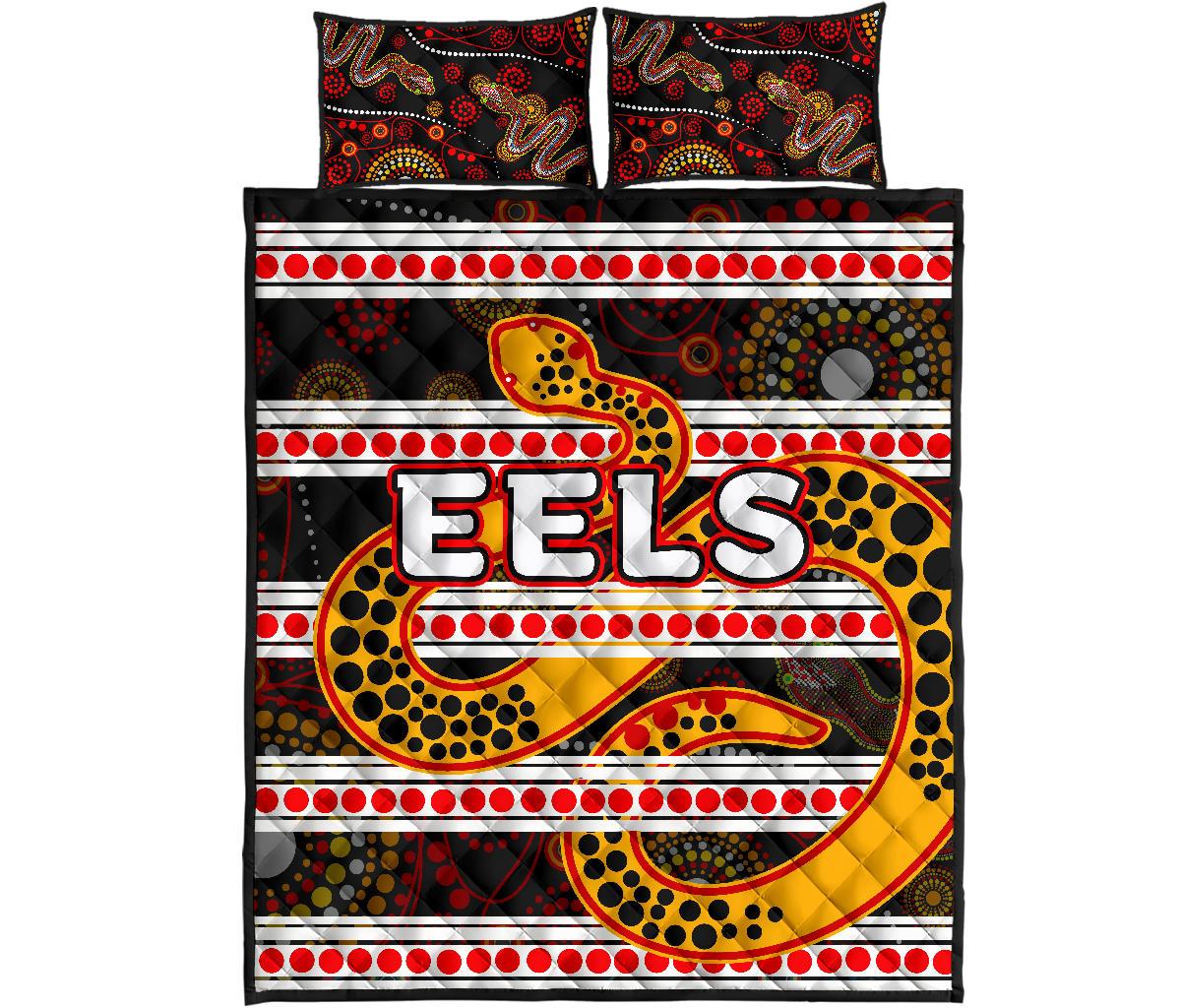 parramatta-eels-quilt-bed-set-tribal-style-black