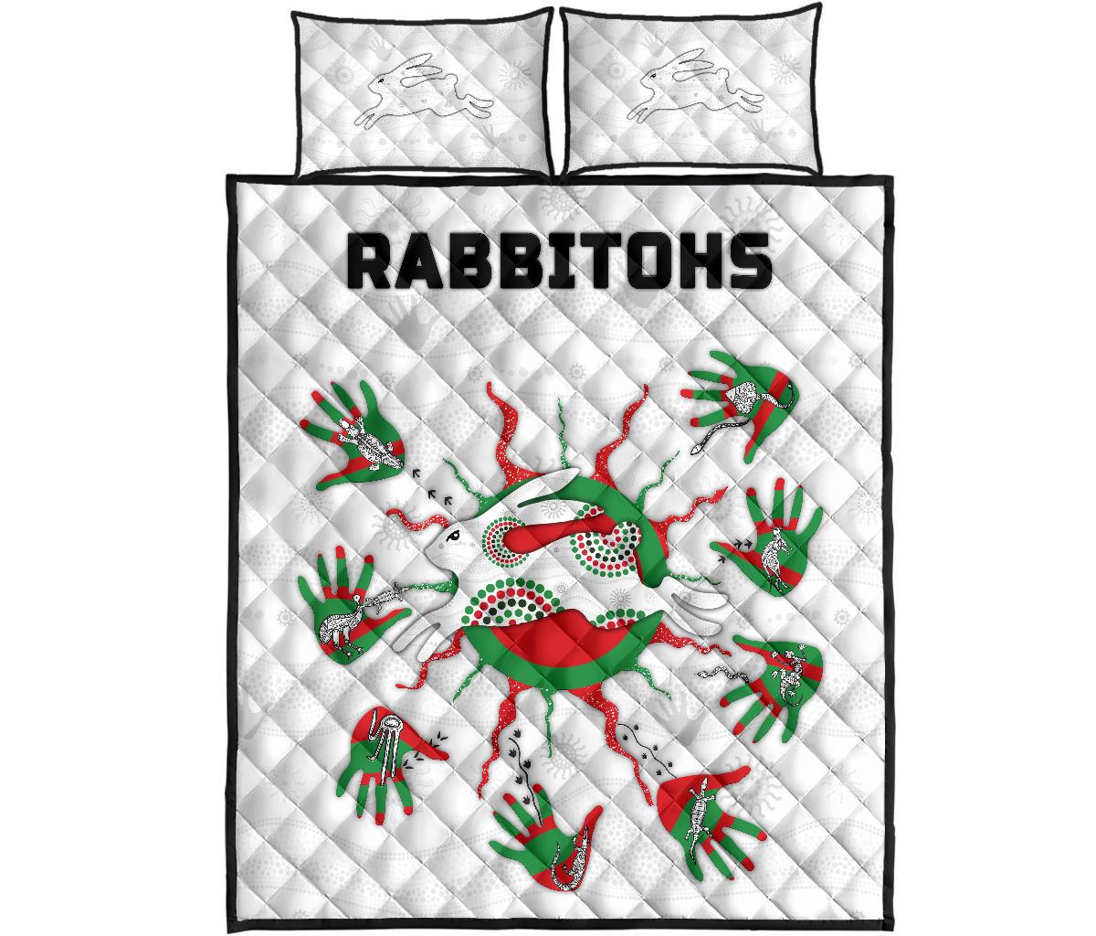 rabbitohs-indigenous-quilt-bed-set-animals-aboriginal