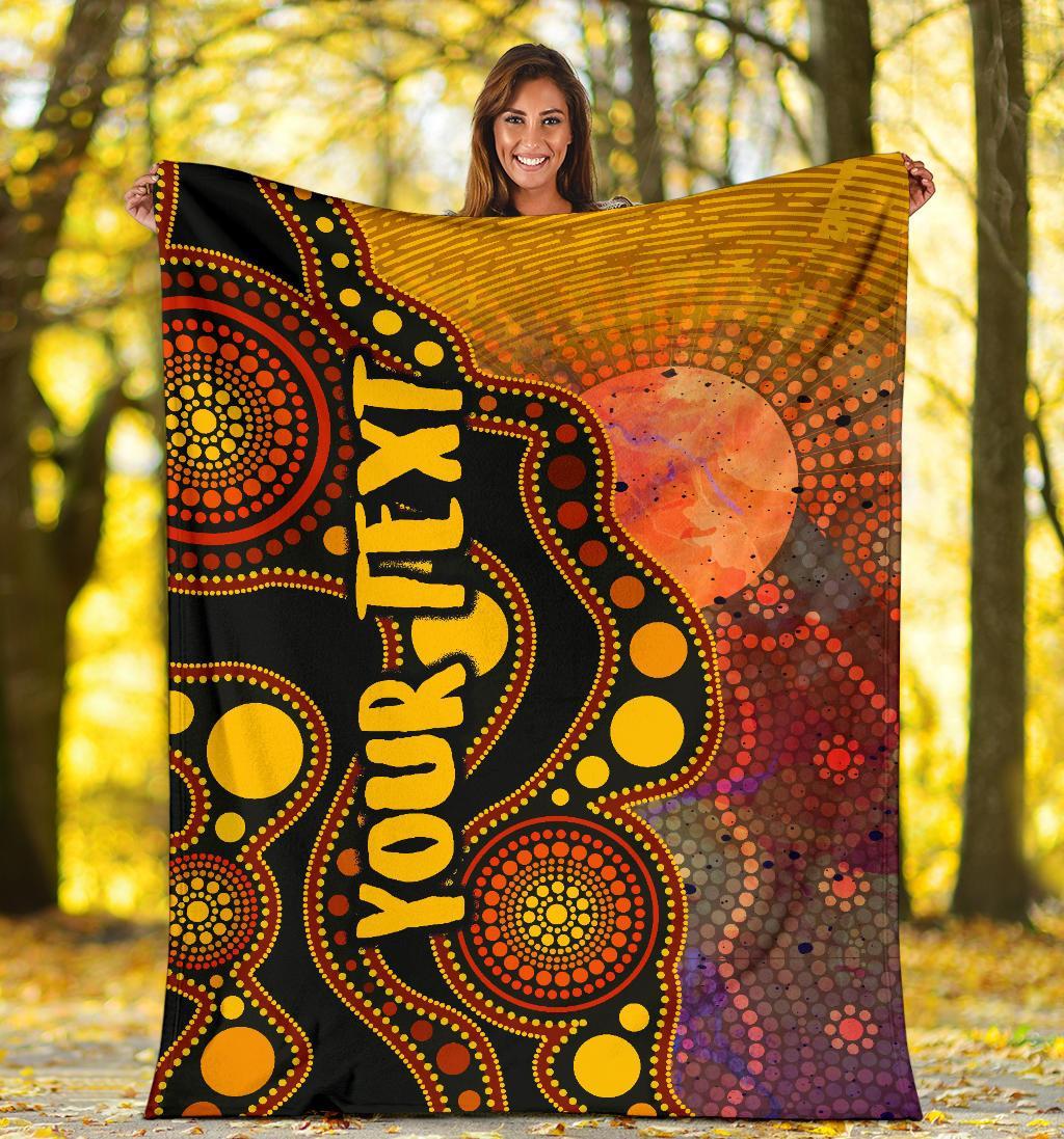 custom-text-aboriginal-premium-blanket-australia-indigenous-flag-circle-dot-painting-art-golden