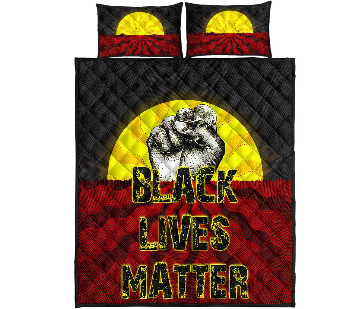 quilt-bed-set-aboriginal-black-lives-matter-sun-dot-painting