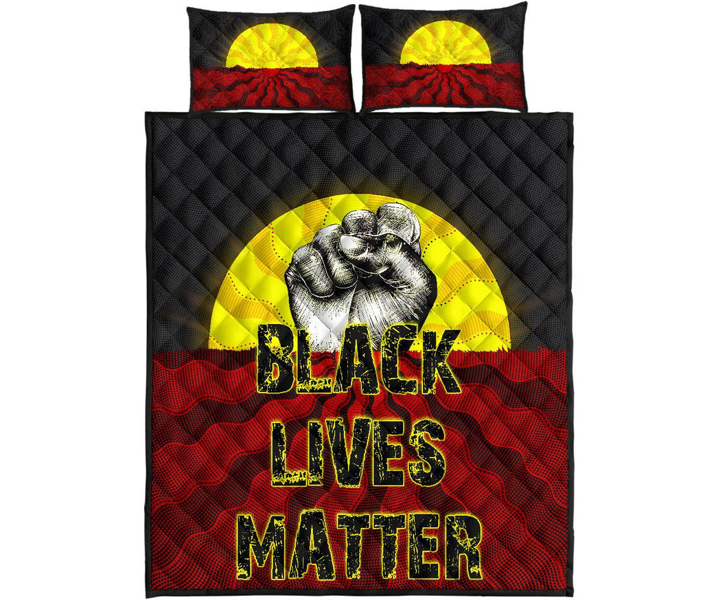 quilt-bed-set-aboriginal-black-lives-matter-sun-dot-painting