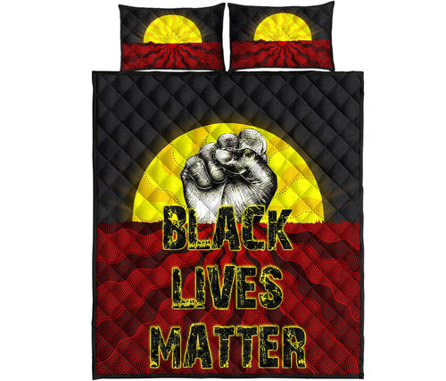 quilt-bed-set-aboriginal-black-lives-matter-sun-dot-painting
