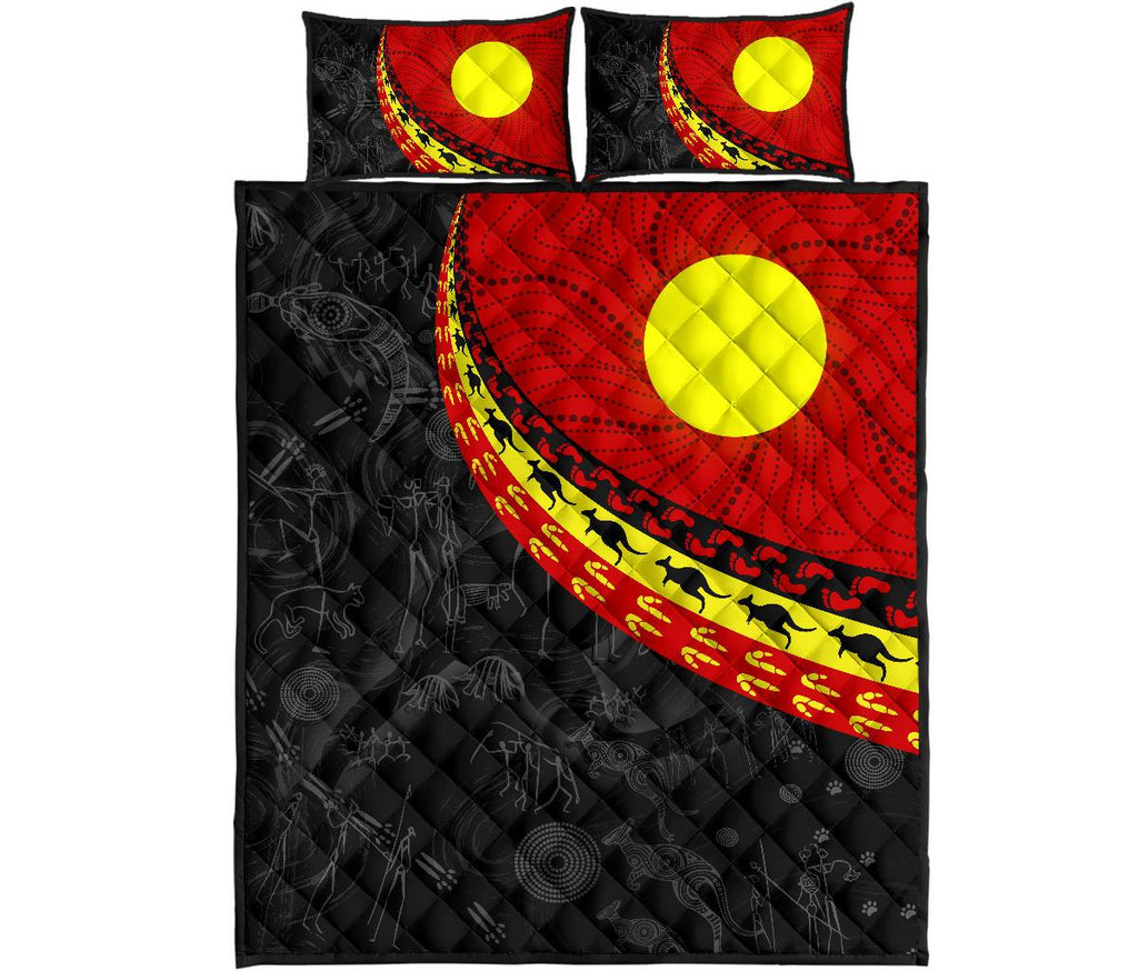 aboriginal-quilt-bed-set-indigenous-flag-circle-dot-painting