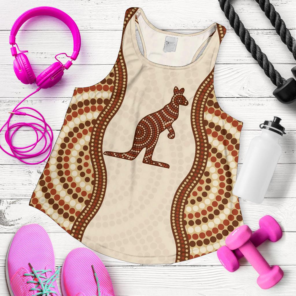 Racerback Tank - Kangaroo Top Tank Aboriginal Dot Painting - Women - Vibe Hoodie