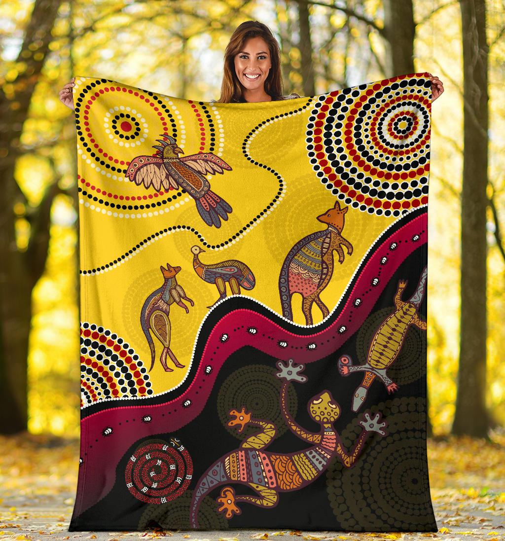 aboriginal-premium-blanket-indigenous-animals-life-art