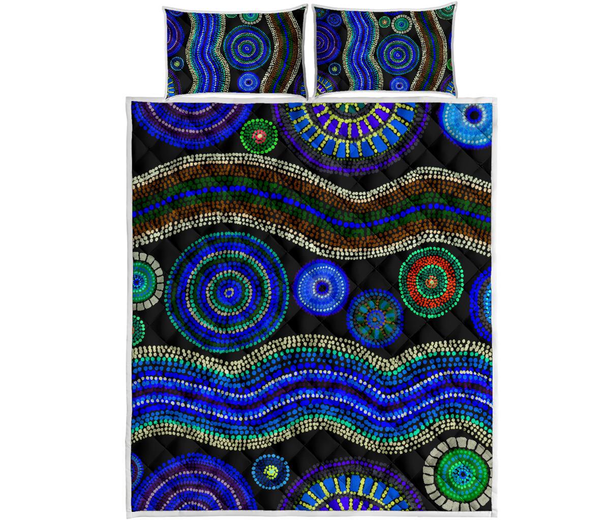 quilt-bed-set-aboriginal-dot-unique-style-blue
