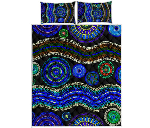 quilt-bed-set-aboriginal-dot-unique-style-blue