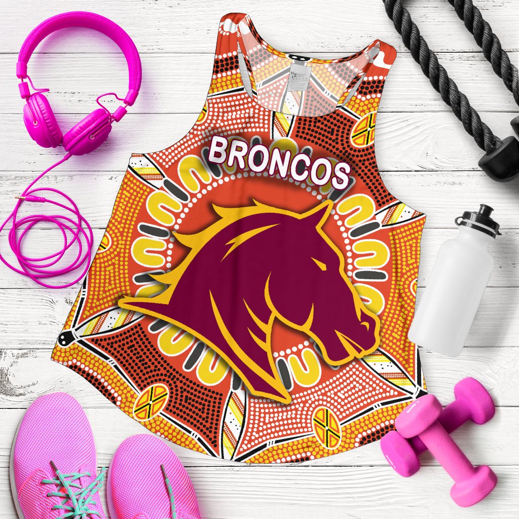 Brisbane Women Racerback Tank Broncos Indigenous Warm Vibes - Vibe Hoodie
