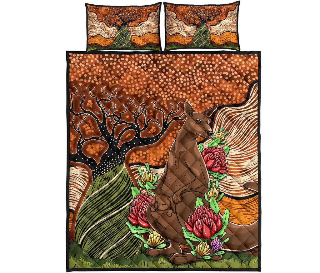 aboriginal-quilt-bed-set-kangaroo-with-indigenous-tree