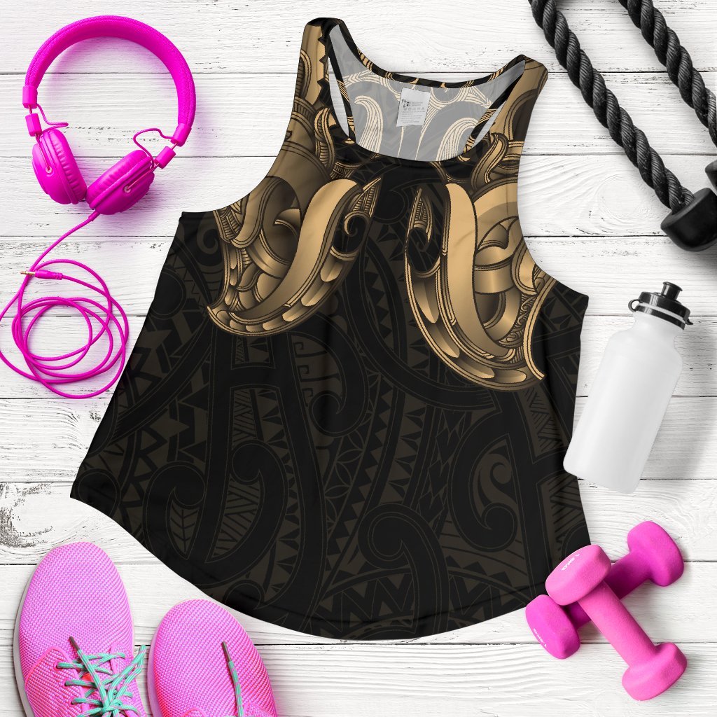 Maori Ta Moko Women Racerback Tank New Zealand Gold - Vibe Hoodie