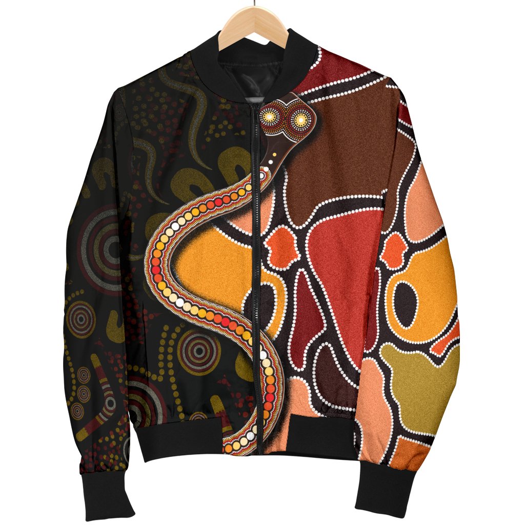 bomber-jacket-aboriginal-snake-with-dot-painting