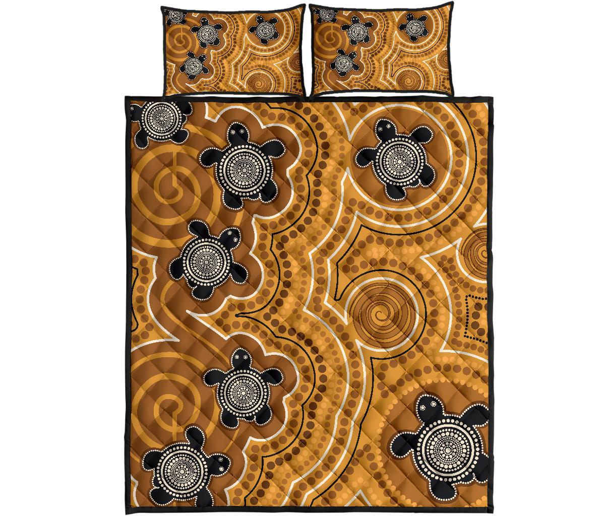 aboriginal-quilt-bed-set-indigenous-turtle-gold-version