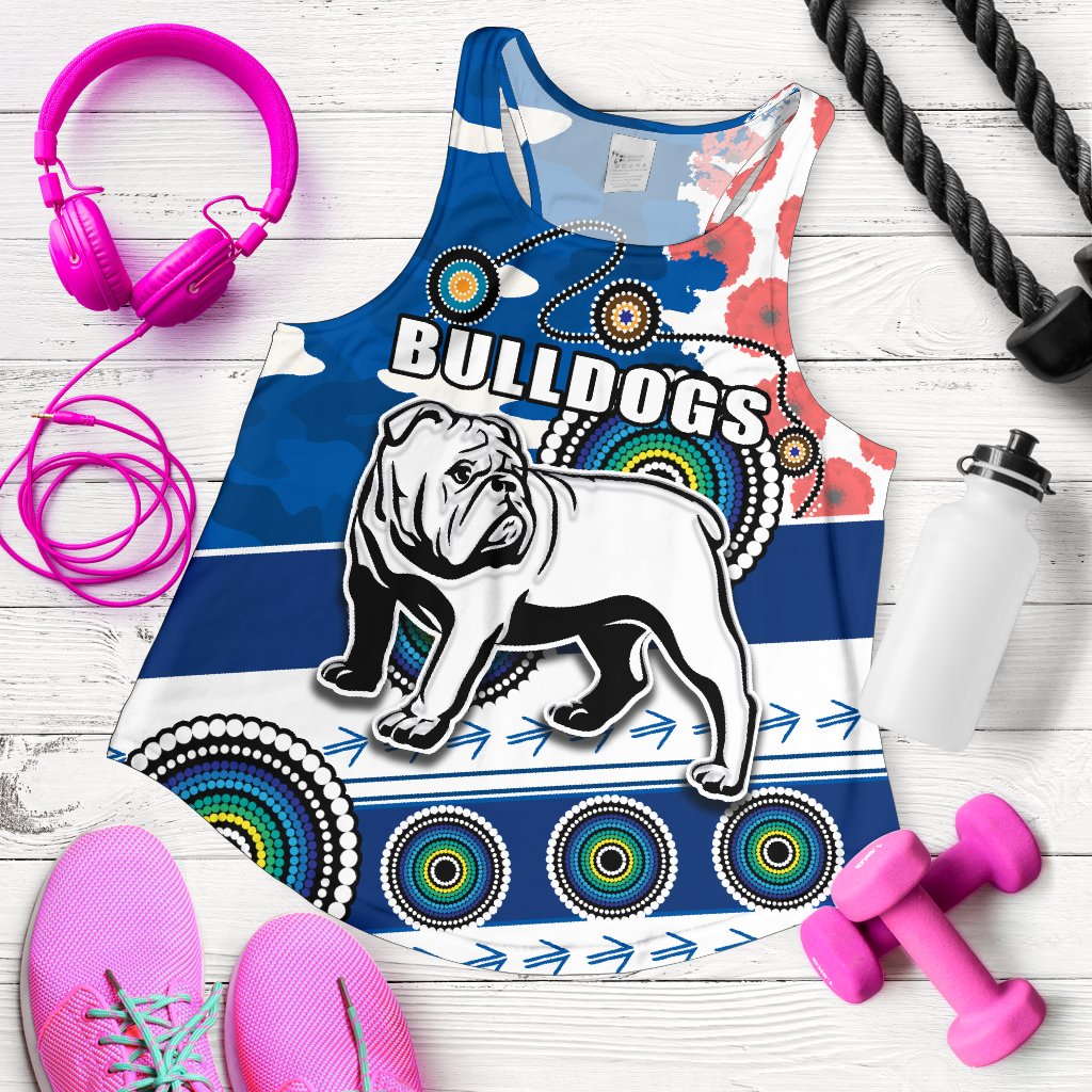 Bulldogs Anzac Day Women Racerback Tank Mix Indigenous - Vibe Hoodie
