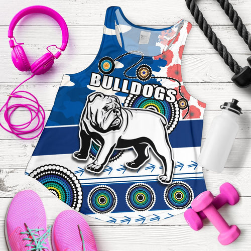 Bulldogs Anzac Day Women Racerback Tank Mix Indigenous - Vibe Hoodie
