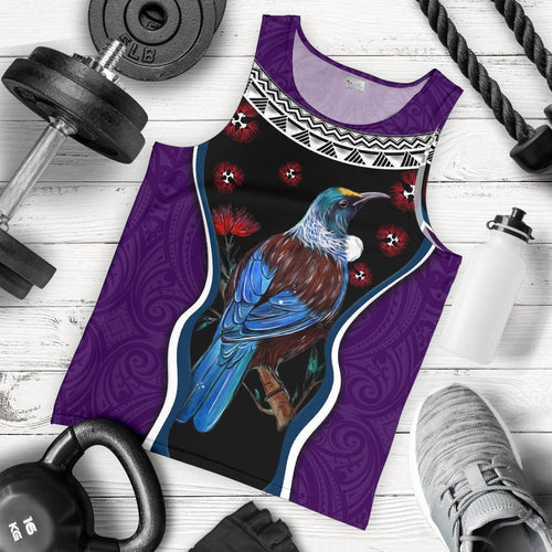 new-zealand-tui-bird-men-tank-top-pohutukawa-purple