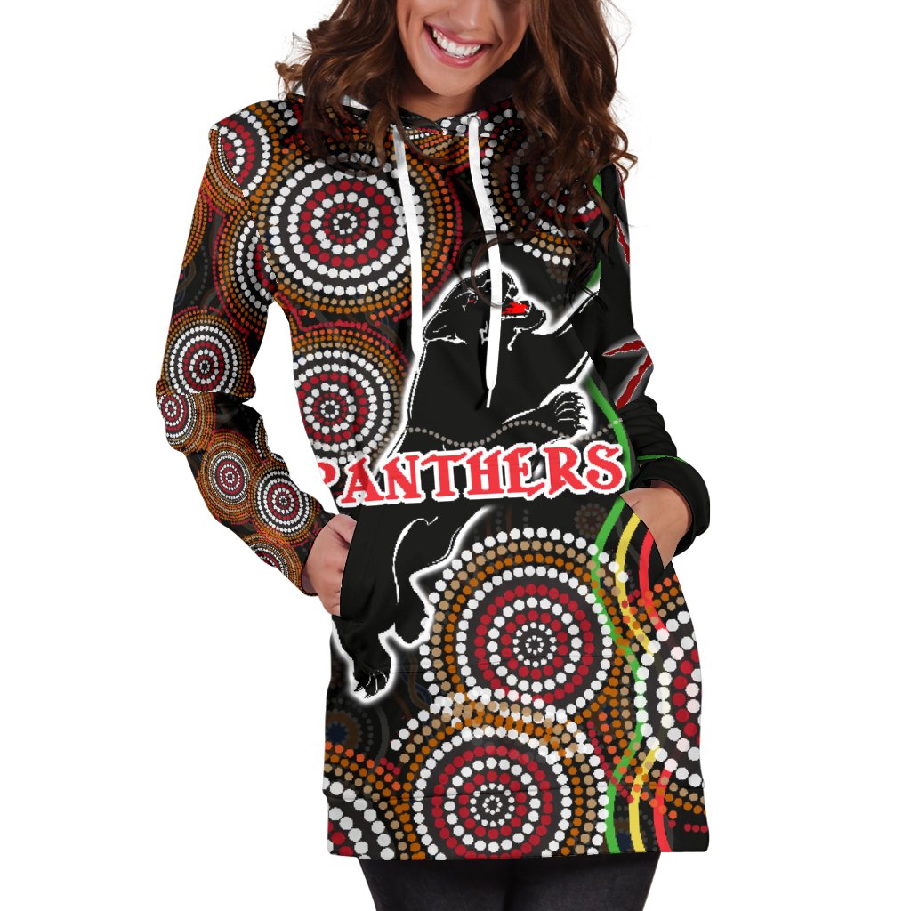 panthers-black-women-hoodie-dress-indigenous-penrith-version