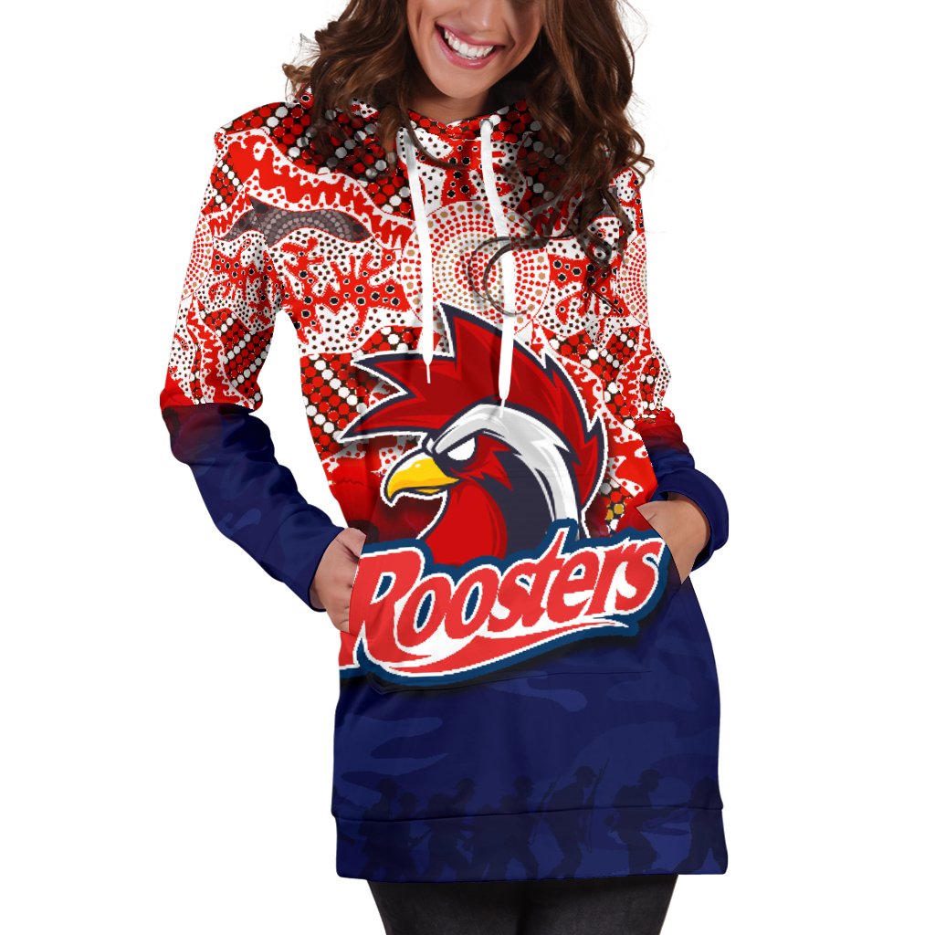roosters-womens-hoodie-dress-anzac-day-aboriginal