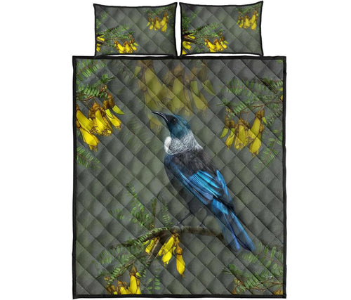 tui-bird-new-zealand-kowhai-tree-quilt-bed-set