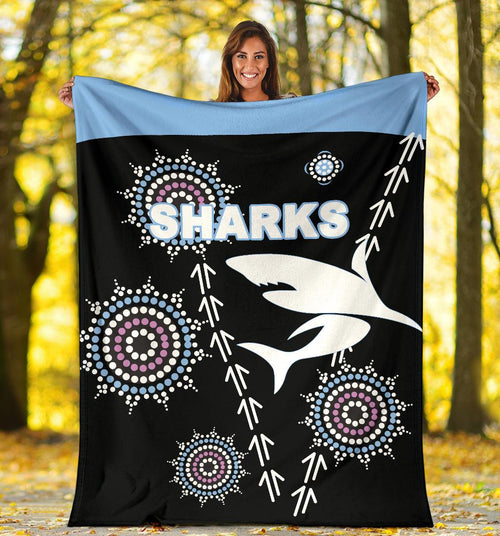 cronulla-premium-blanket-sharks-simple-indigenous-black
