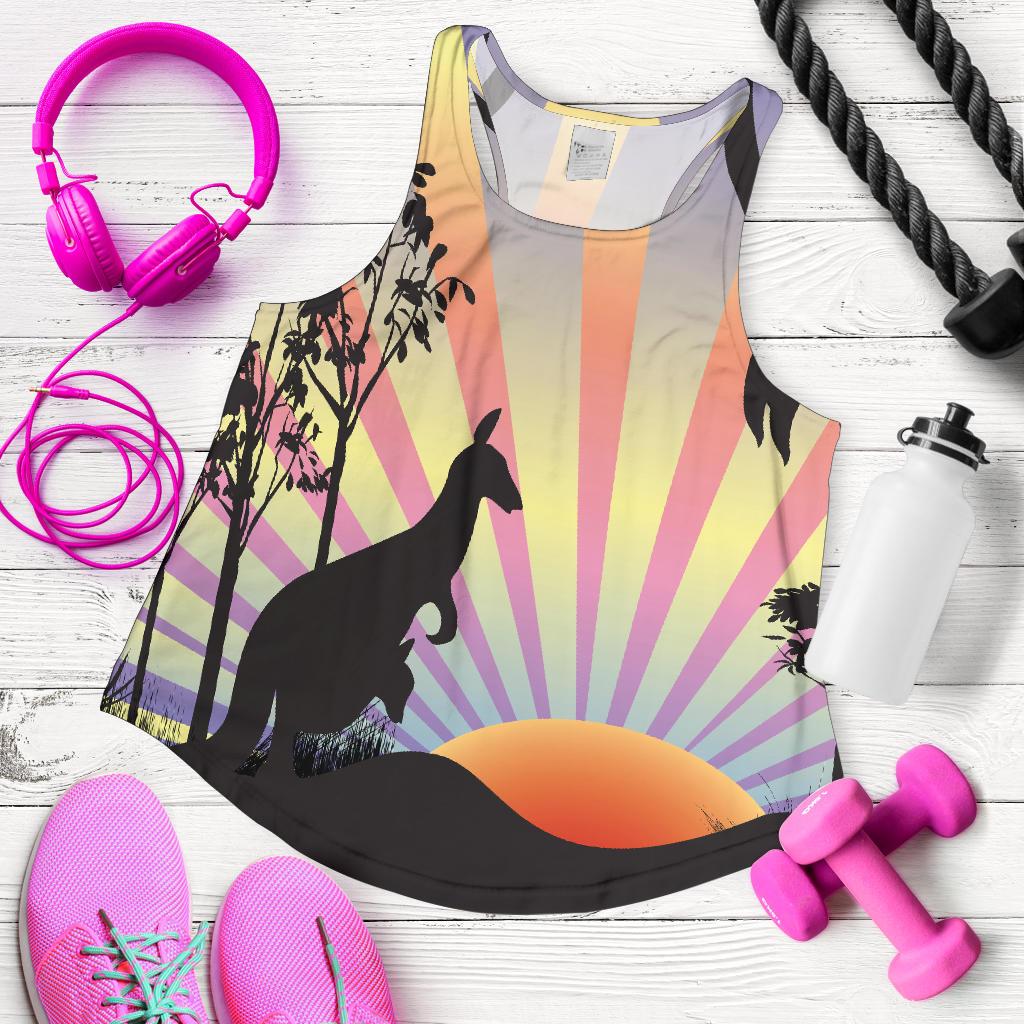 Racerback Tank - Kangaroo Top Tank Sunset Ver03A - Women - Vibe Hoodie