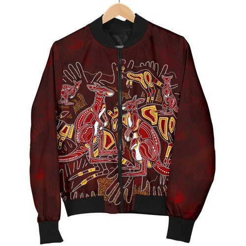 aboriginal-womens-bomber-jacket-kangaroo-family-with-hand-art