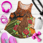 Aboriginal Women's Racerback Tank - Kangaroo With Indigenous Tree - Vibe Hoodie