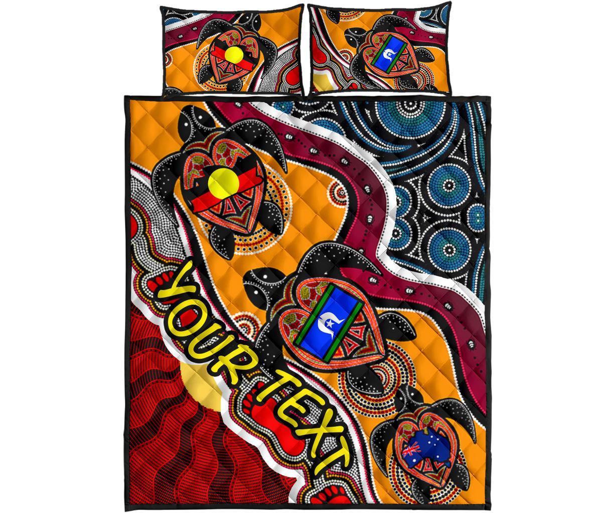 custom-1saustralia-quilt-bed-set-australia-aboriginal-dots-with-turtle-and-naidoc-flags