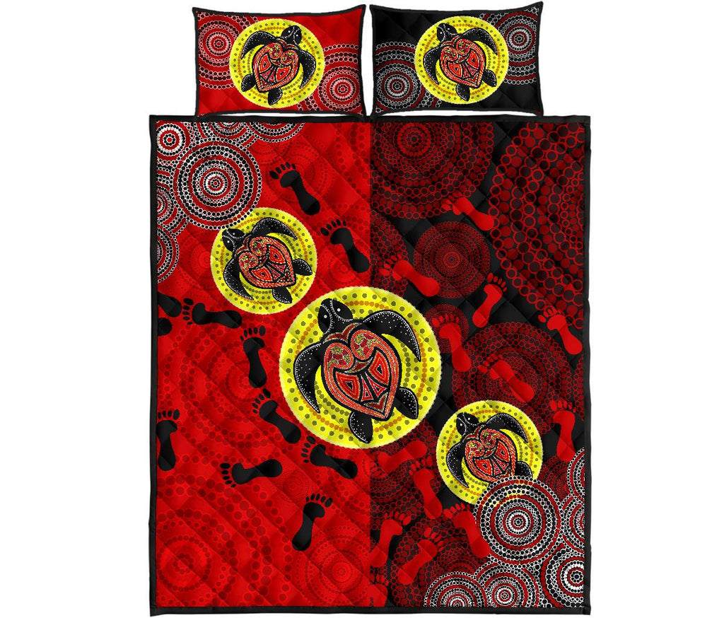 aboriginal-quilt-cover-set-dot-painting-turtle-footprint