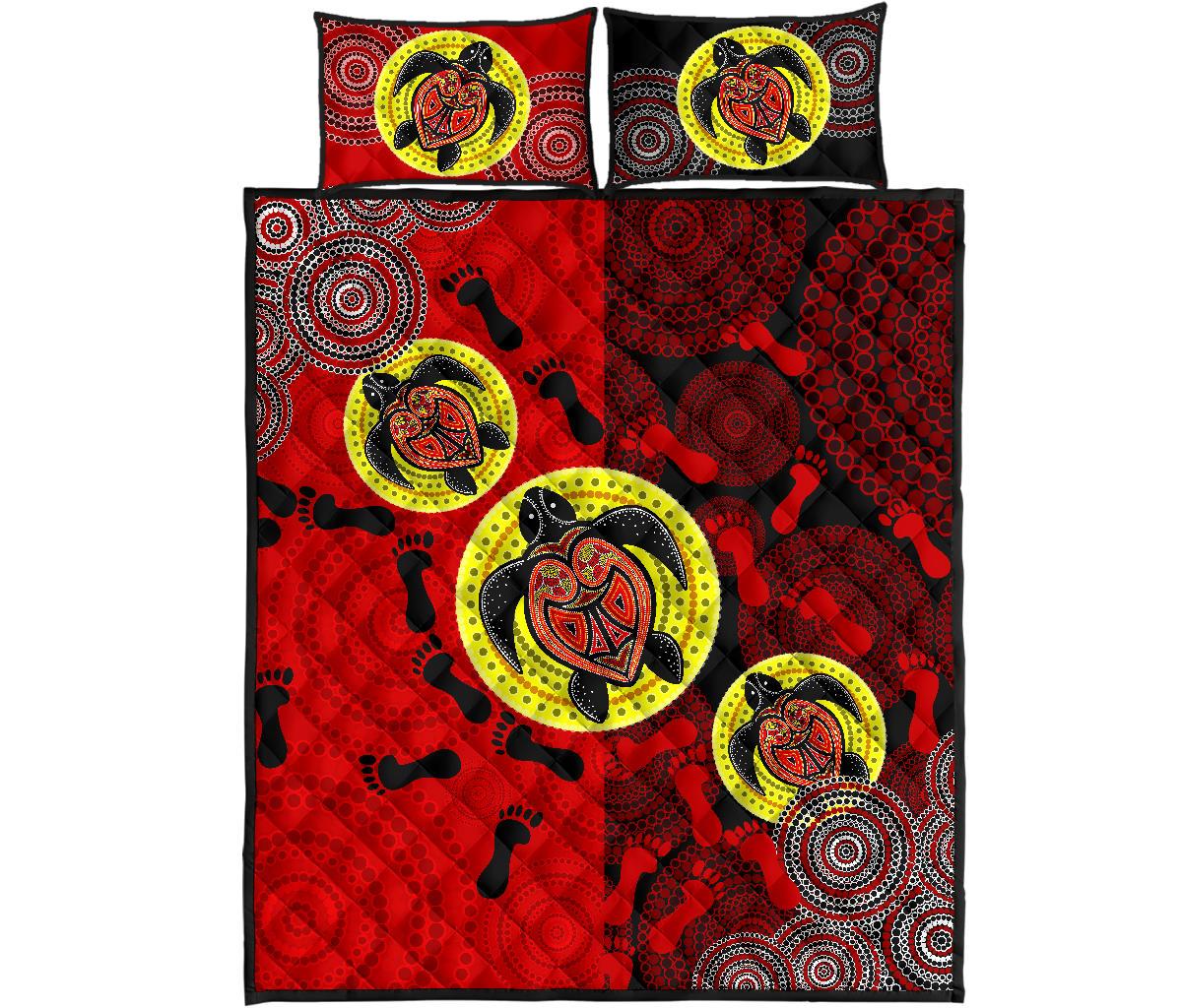 aboriginal-quilt-cover-set-dot-painting-turtle-footprint