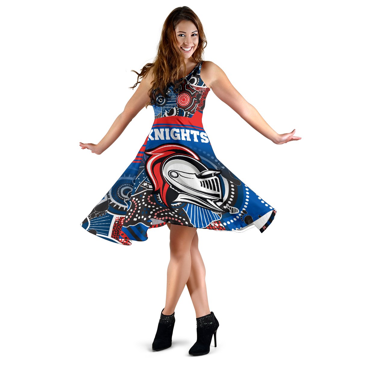 Knights Women's Dress Newcastle Aboriginal Horizontal Style - Vibe Hoodie
