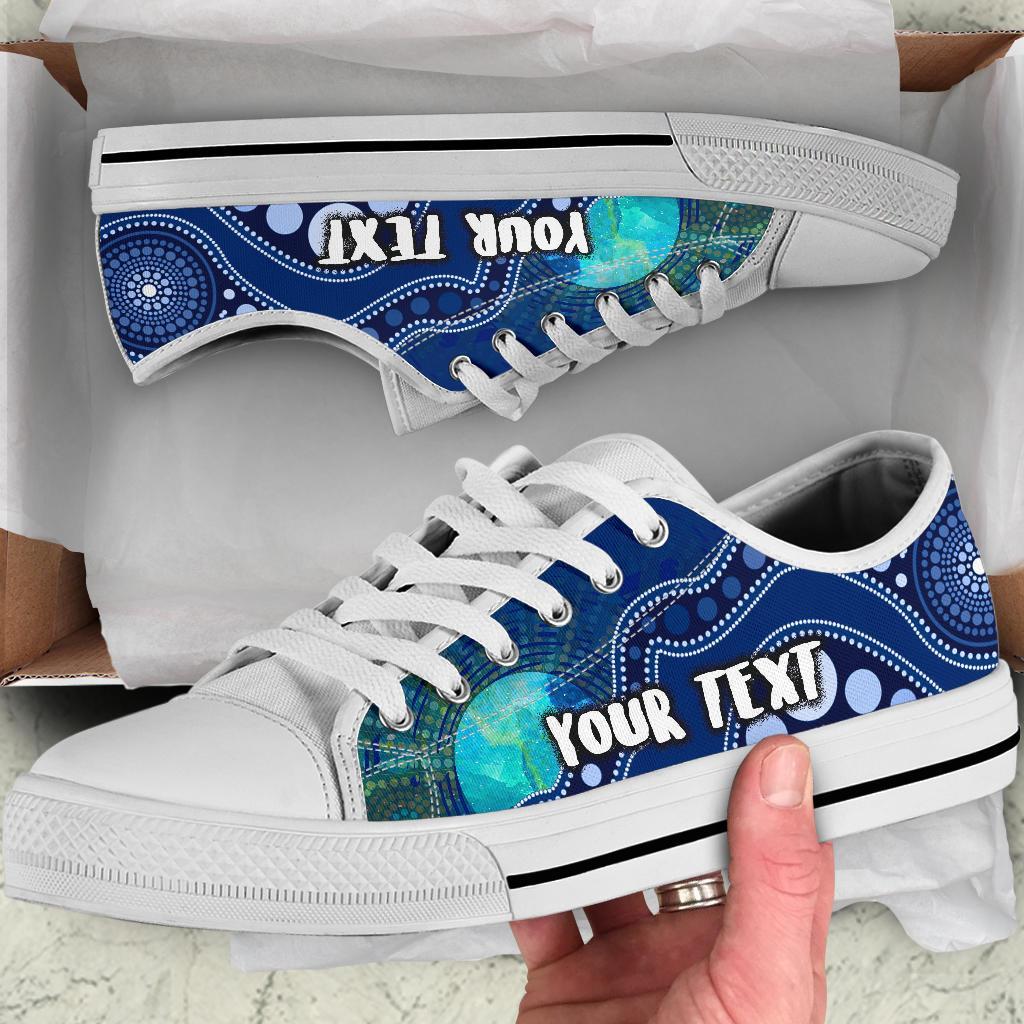 custom-text-aboriginal-low-top-shoes-australia-indigenous-flag-circle-dot-painting-art-blue