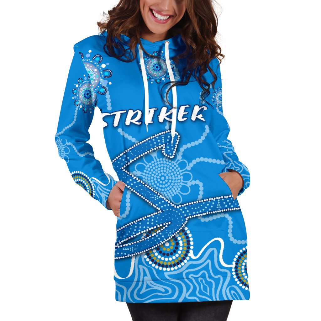 Strikers Women Hoodie Dress Indigenous Blue Energy - Vibe Hoodie