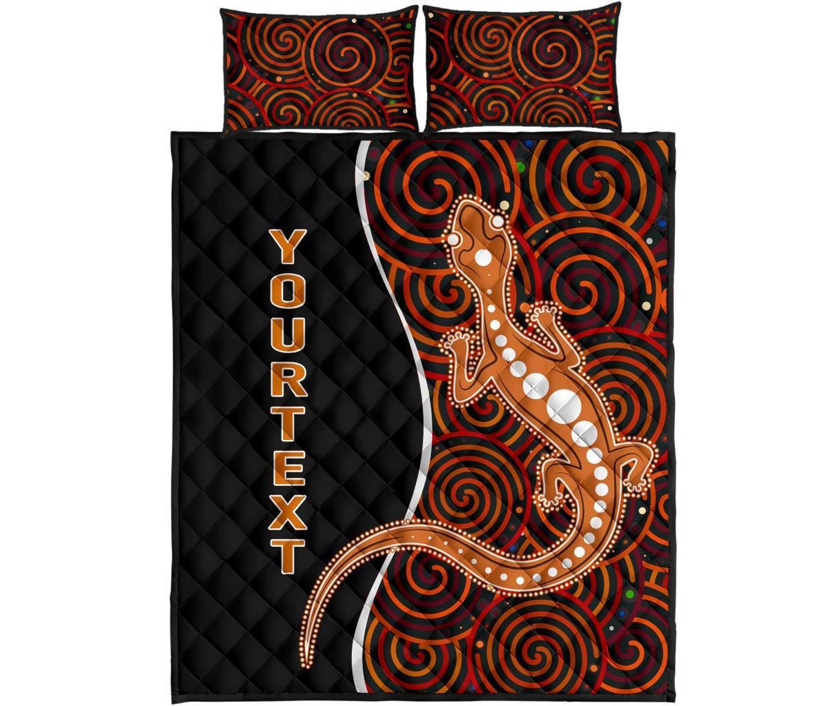 aboriginal-personalised-quilt-bed-set-indigenous-lizard-dreaming