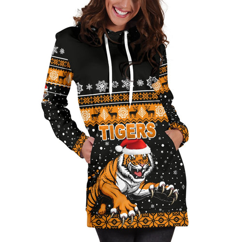wests-christmas-womens-hoodie-dress-tigers-unique-vibes-black