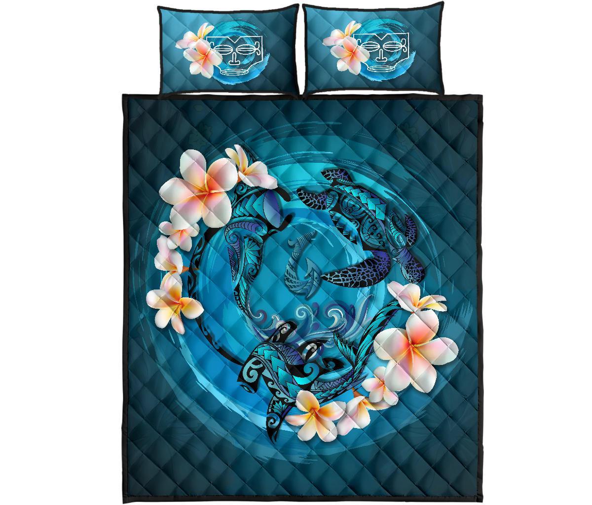 new-zealand-quilt-bed-set-blue-plumeria-animal-turtle-tattoo