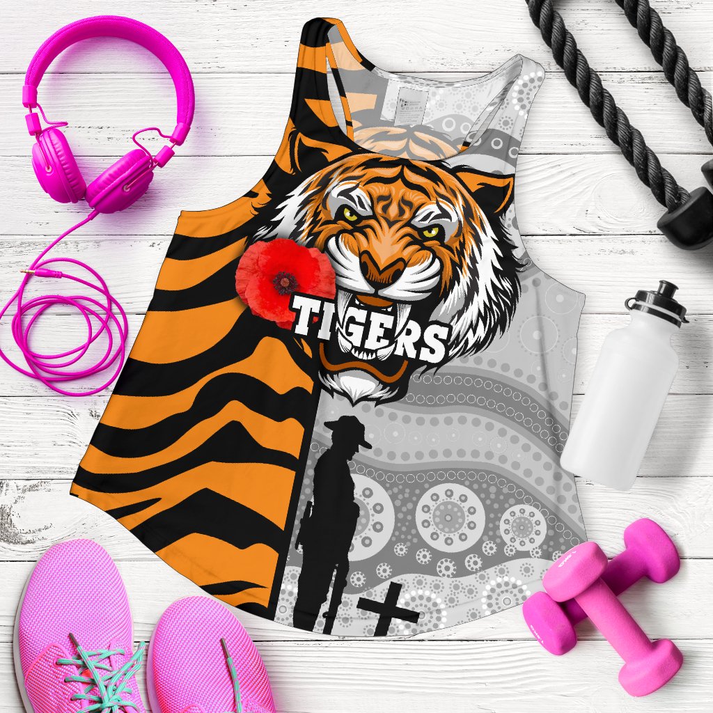 (Custom Personalised) Tigers Women's Racerback Tank Wests Anzac Day Tiger Skin Style - Vibe Hoodie