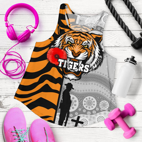 (Custom Personalised) Tigers Women's Racerback Tank Wests Anzac Day Tiger Skin Style - Vibe Hoodie