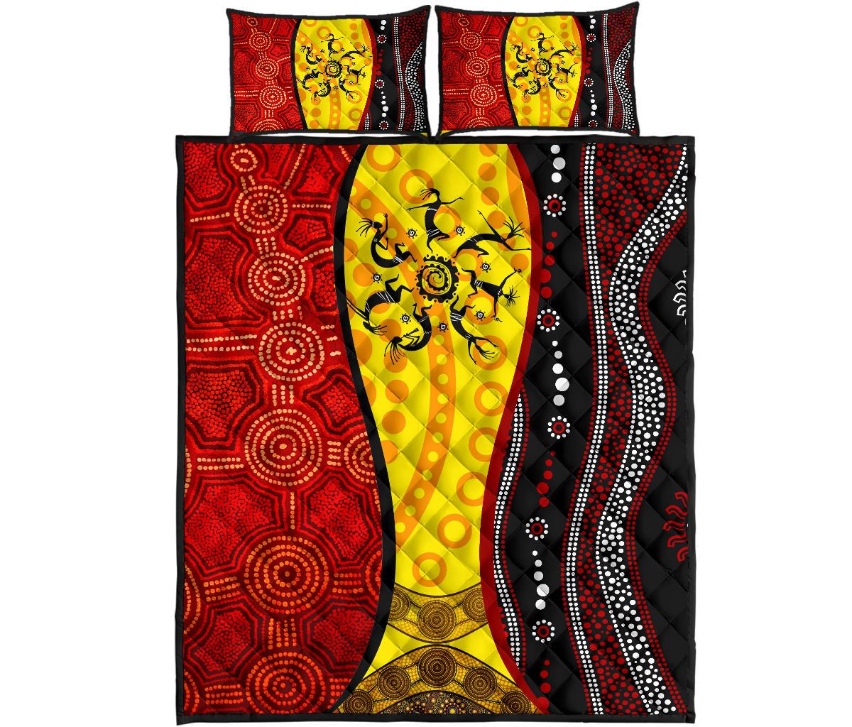 aboriginal-quilt-bed-sets-dreamtime-koori-dance-dot-acrylic-paint