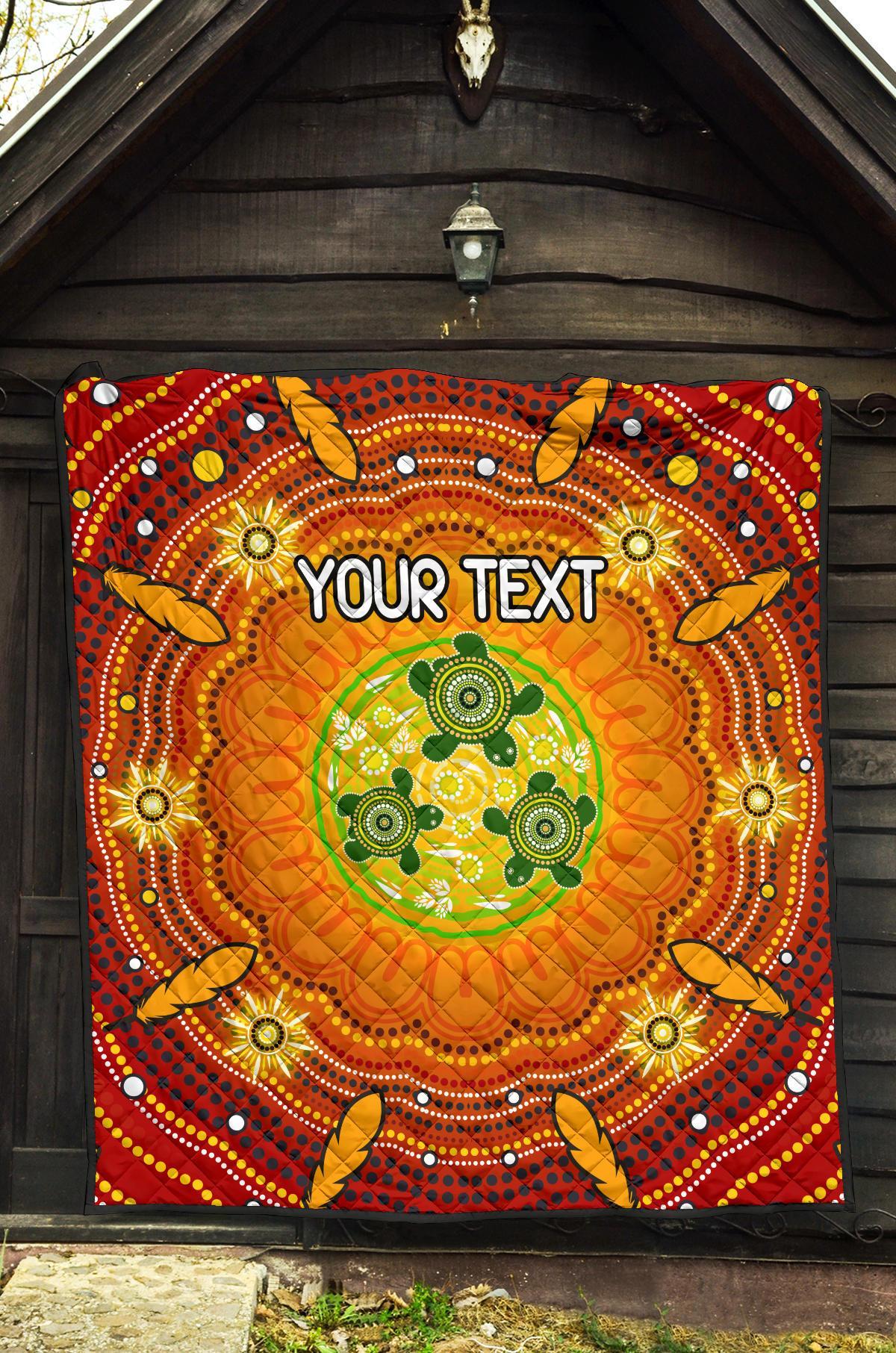 custom-text-aboriginal-premium-quilt-turtle-circle-dot-painting-art