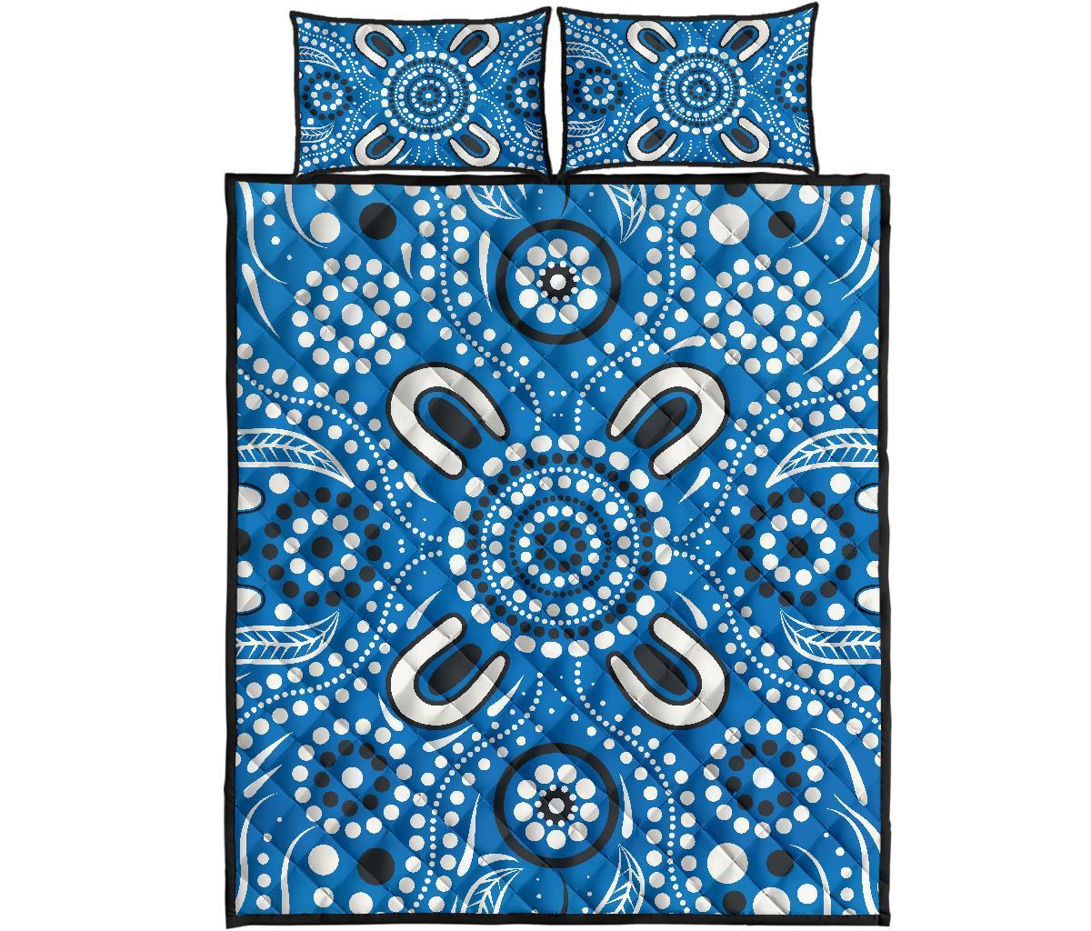 aboriginal-quilt-bed-set-indigenous-circle-dot-painting-blue-color