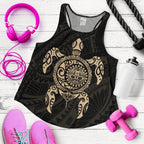 New Zealand Women Racerback Tank , Maori Turtle Tattoo - Gold - Vibe Hoodie