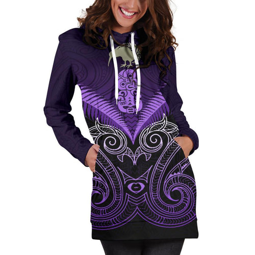 maori-manaia-new-zealand-hoodie-dress-purple