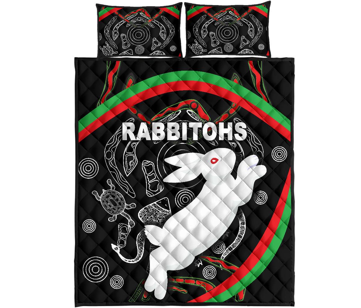 rabbitohs-quilt-bed-set-indigenous-mystery-vibes