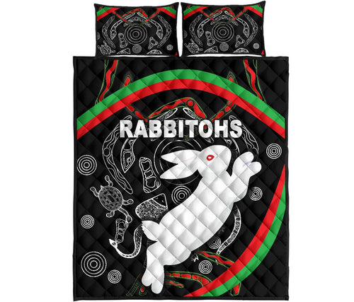 rabbitohs-quilt-bed-set-indigenous-mystery-vibes