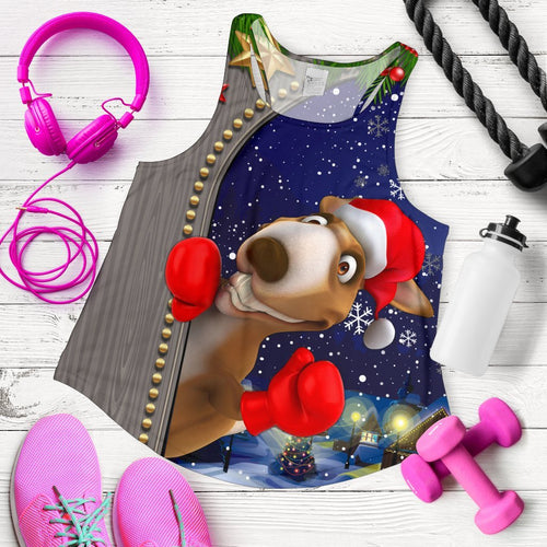 Christmas  Women's Racerback Tank - Funny Kangaroo Christmas- - Vibe Hoodie